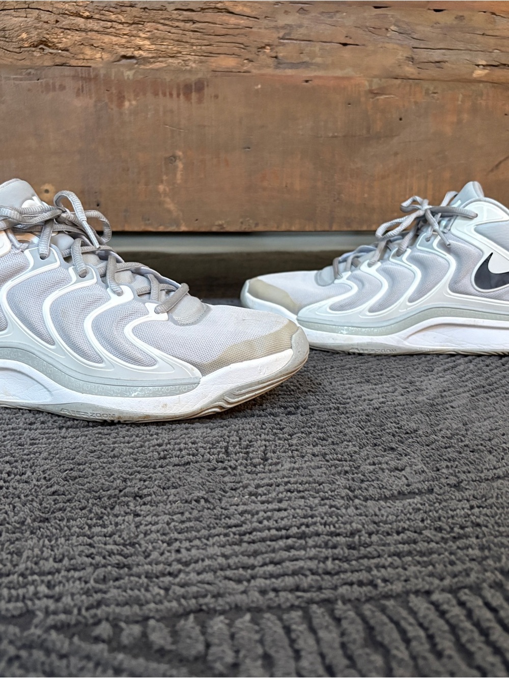 Nike Men’s Light Gray and White Running Sneakers